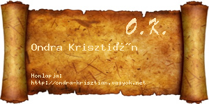 Ondra Krisztián névjegykártya